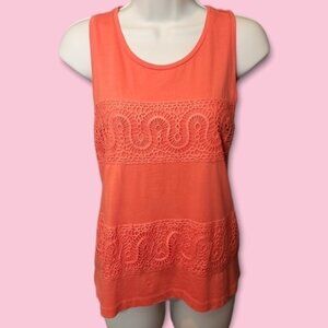 J. Crew Embroidered Crochet Lace Detail 100% Cotton Tank Top Sz XS Petite
